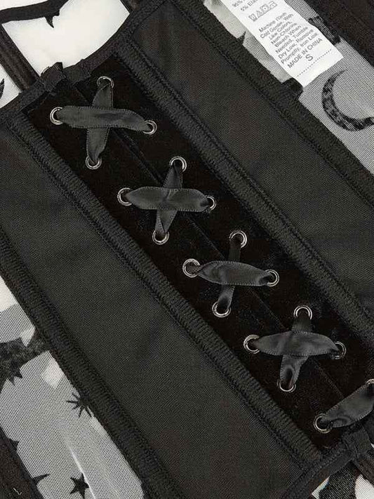 Halloween New Belly Band Herringbone Flannel Bat Print Corset—Stylish and Festive