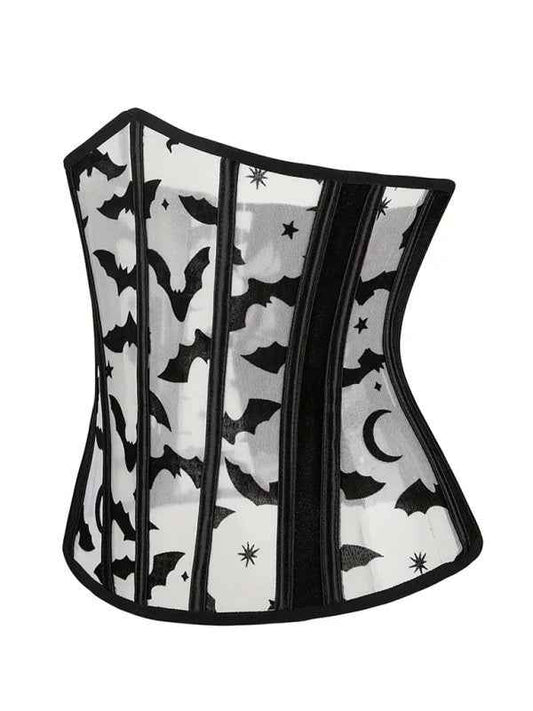Halloween New Belly Band Herringbone Flannel Bat Print Corset—Stylish and Festive