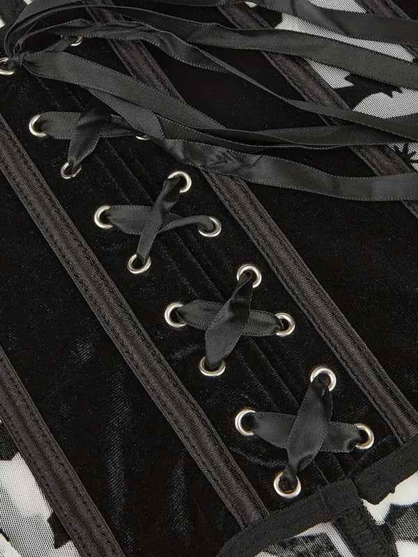 Halloween New Belly Band Herringbone Flannel Bat Print Corset—Stylish and Festive