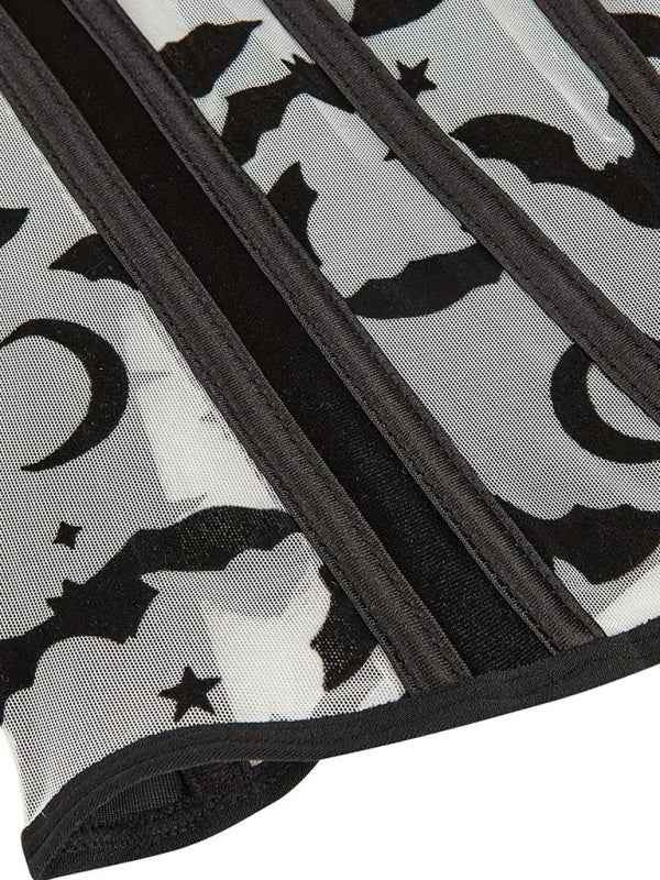 Halloween New Belly Band Herringbone Flannel Bat Print Corset—Stylish and Festive