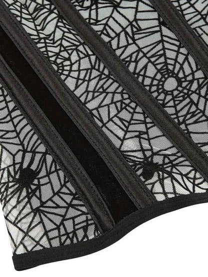 Halloween Belly Band Waistband - Fish Bone Shaping with Spider Flocking Print - Shello's Creative Boutique