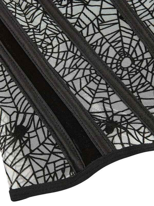 Halloween Belly Band Fish Bone Shaping Waistband—Spider Flocking Printed Waistband