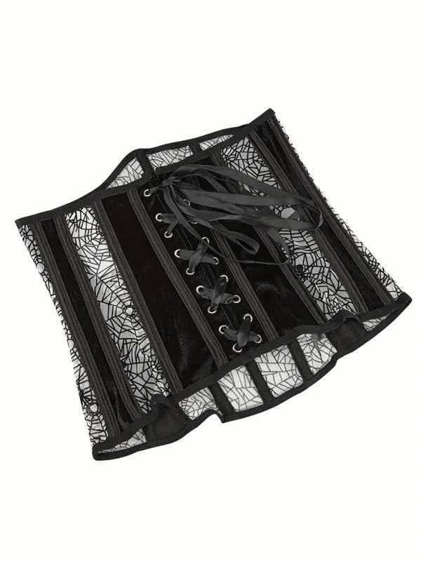 Halloween Belly Band Fish Bone Shaping Waistband—Spider Flocking Printed Waistband