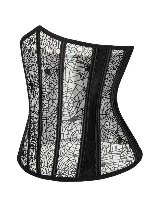 Halloween Belly Band Fish Bone Shaping Waistband—Spider Flocking Printed Waistband