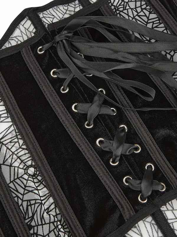 Halloween Belly Band Fish Bone Shaping Waistband—Spider Flocking Printed Waistband