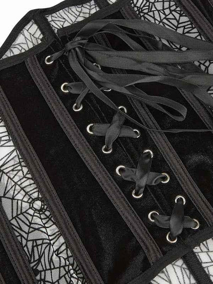 Halloween Belly Band Waistband - Fish Bone Shaping with Spider Flocking Print - Shello's Creative Boutique