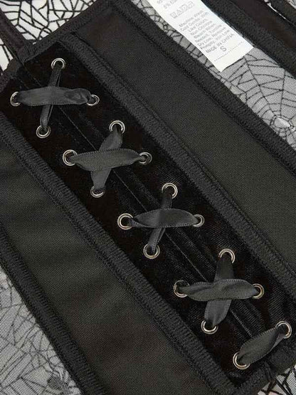 Halloween Belly Band Waistband - Fish Bone Shaping with Spider Flocking Print - Shello's Creative Boutique