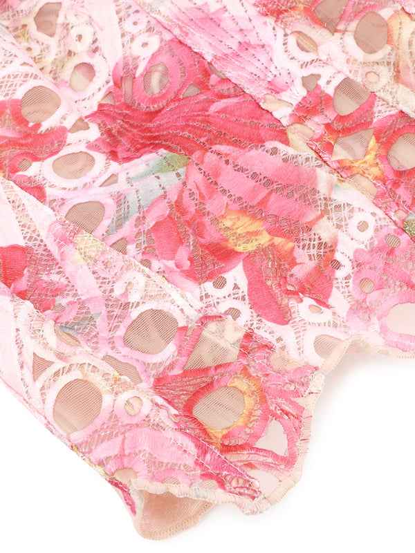 Irregular Lace Double Layer Fitted Floral Print Shapewear—Elegant and Flattering