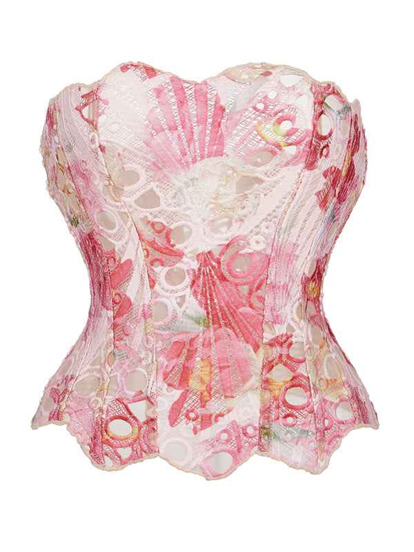 Irregular Lace Double Layer Fitted Floral Print Shapewear—Elegant and Flattering