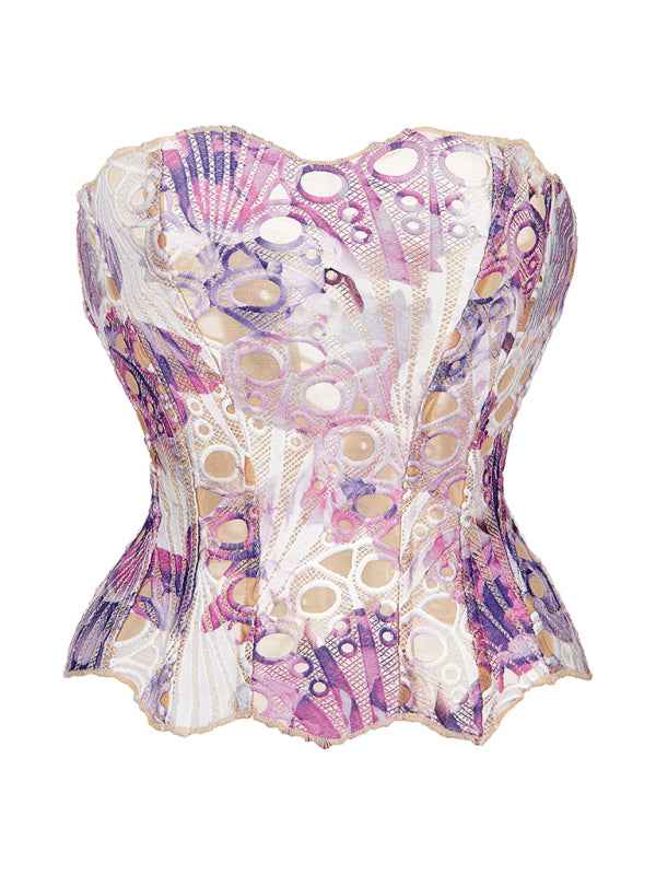 Irregular Lace Double Layer Fitted Floral Print Shapewear—Elegant and Flattering
