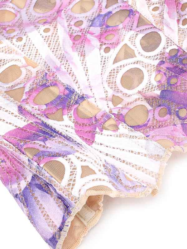 Irregular Lace Double Layer Fitted Floral Print Shapewear—Elegant and Flattering