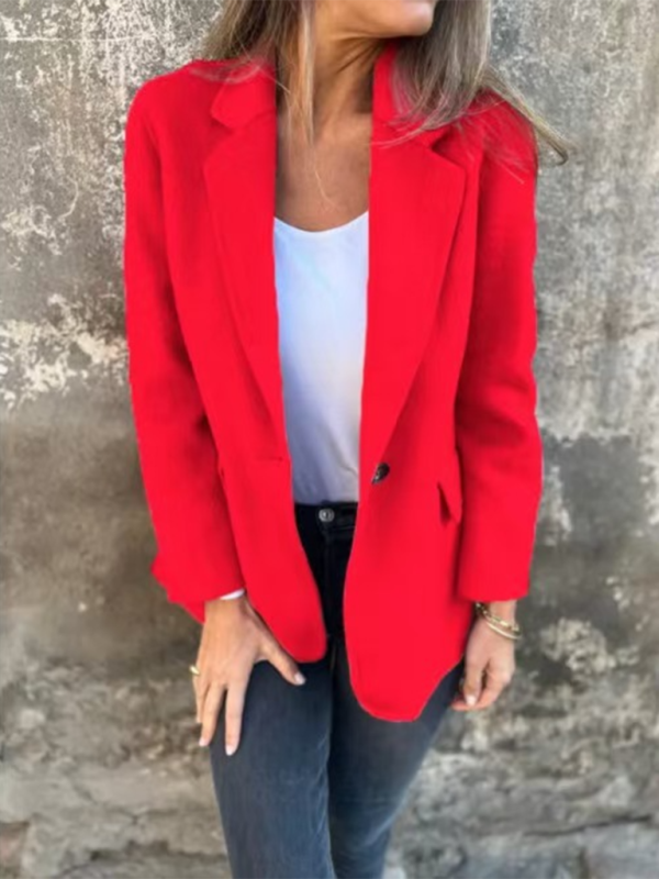 Casual Buttoned Solid Colour Tweed Jacket