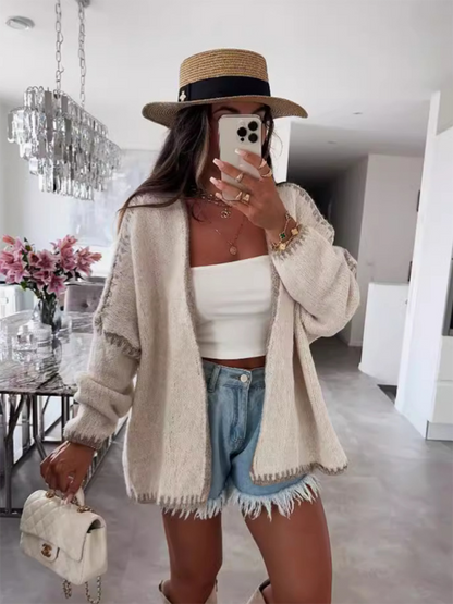 Knit Sweater Jacket Solid Colour Loose Cardigan—Cozy and Stylish