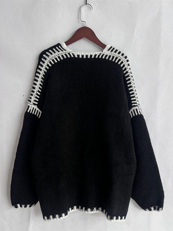 Knit Sweater Jacket Solid Colour Loose Cardigan—Cozy and Stylish