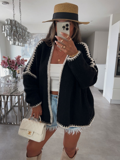 Knit Sweater Jacket Solid Colour Loose Cardigan—Cozy and Stylish