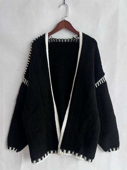 Knit Sweater Jacket Solid Colour Loose Cardigan—Cozy and Stylish
