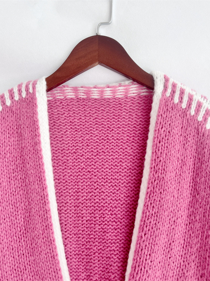 Knit Sweater Jacket Solid Colour Loose Cardigan—Cozy and Stylish