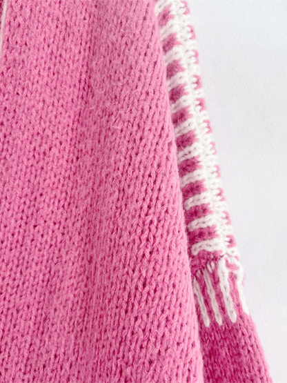 Knit Sweater Jacket Solid Colour Loose Cardigan—Cozy and Stylish