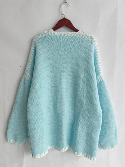 Knit Sweater Jacket Solid Colour Loose Cardigan—Cozy and Stylish