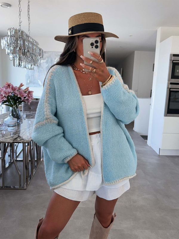 Knit Sweater Jacket Solid Colour Loose Cardigan—Cozy and Stylish