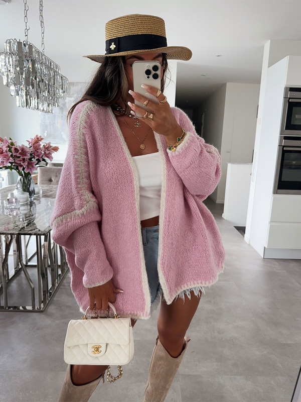 Knit Sweater Jacket Solid Colour Loose Cardigan—Cozy and Stylish