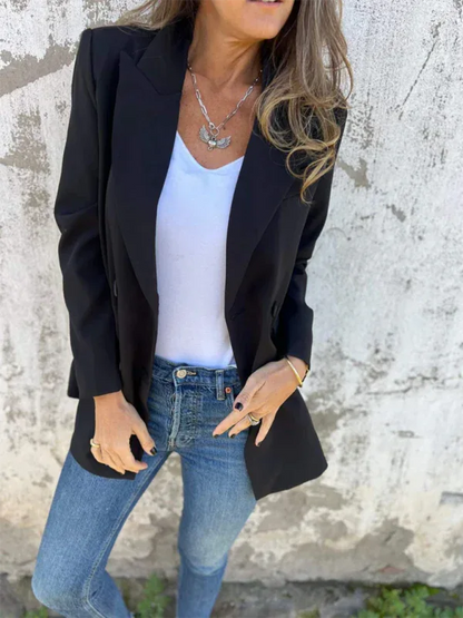 Women Long Sleeve Blazer - Stylish Solid Colour Blazer for Comfort and Fashion - Shello's Creative Boutique