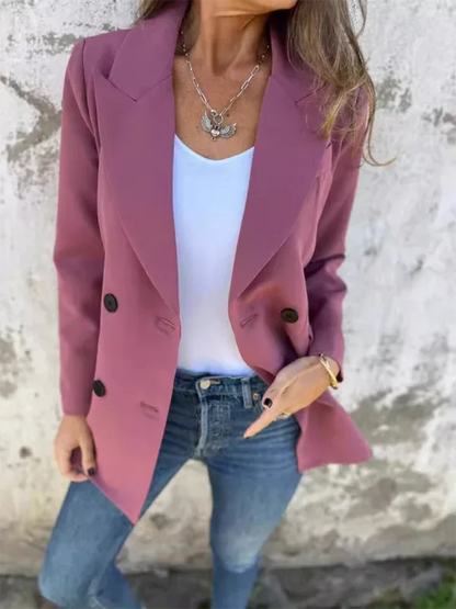 Women Long Sleeve Blazer - Stylish Solid Colour Blazer for Comfort and Fashion - Shello's Creative Boutique