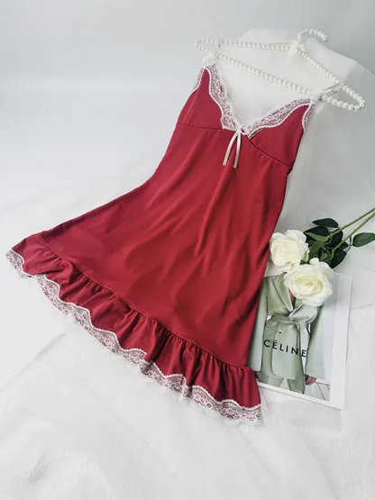 Christmas Halloween Sexy Halter Deep V Lace Nightgowns - Shello's Creative Boutique