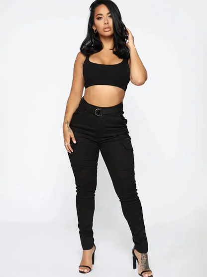 Workwear Stretch Pants with Belt for Ultimate Comfort and Versatility - Shello's Creative Boutique