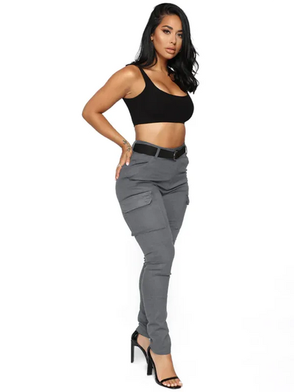 Workwear Stretch Pants with Belt for Ultimate Comfort and Versatility - Shello's Creative Boutique