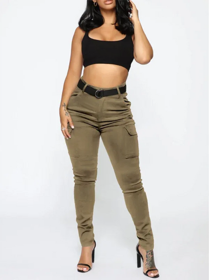 Workwear Stretch Pants with Belt for Ultimate Comfort and Versatility - Shello's Creative Boutique