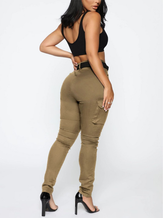 Workwear Stretch Pants with Belt Shello's Creative Boutique