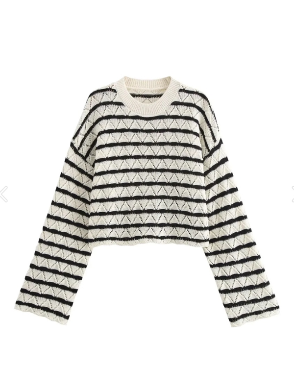 Striped knit l long sleeve flared pants set-Shello's Creative Boutique
