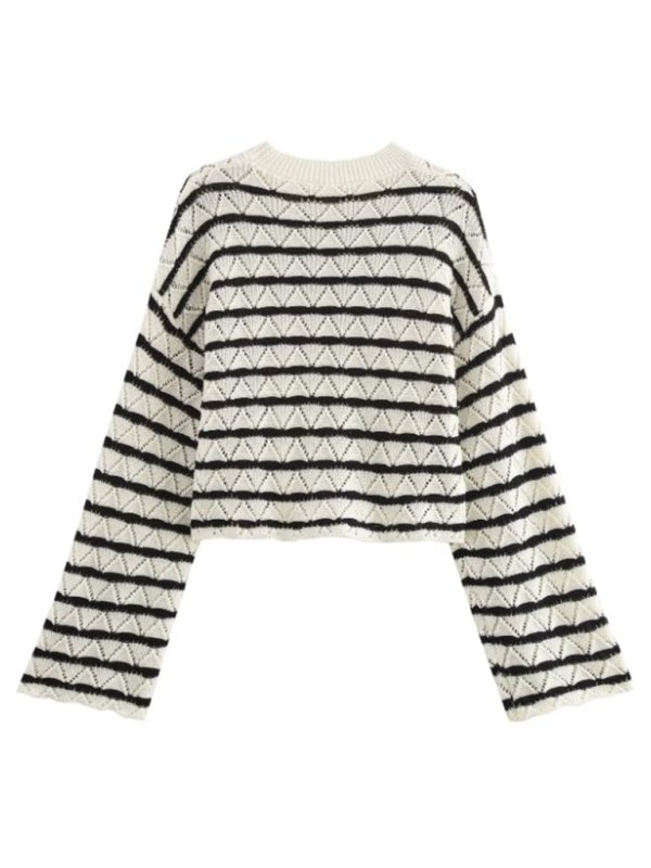 Striped knit l long sleeve flared pants set-Shello's Creative Boutique