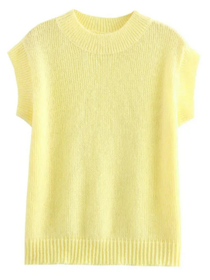 Yellow Knit Sweater Vest – Brighten Your Wardrobe with Effortless Style - Shello's Creative Boutique