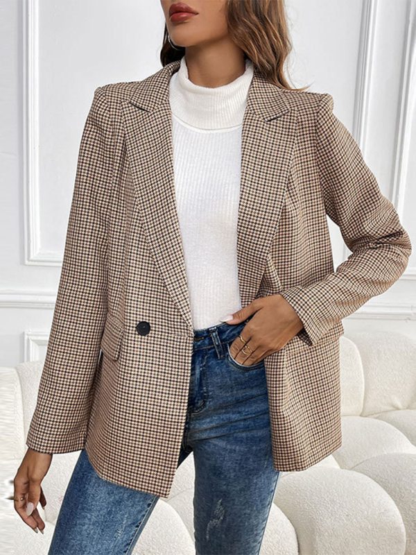 Casual Buttoned Lapel Long Sleeve Blazer with Pockets – Sophistication Meets Comfort