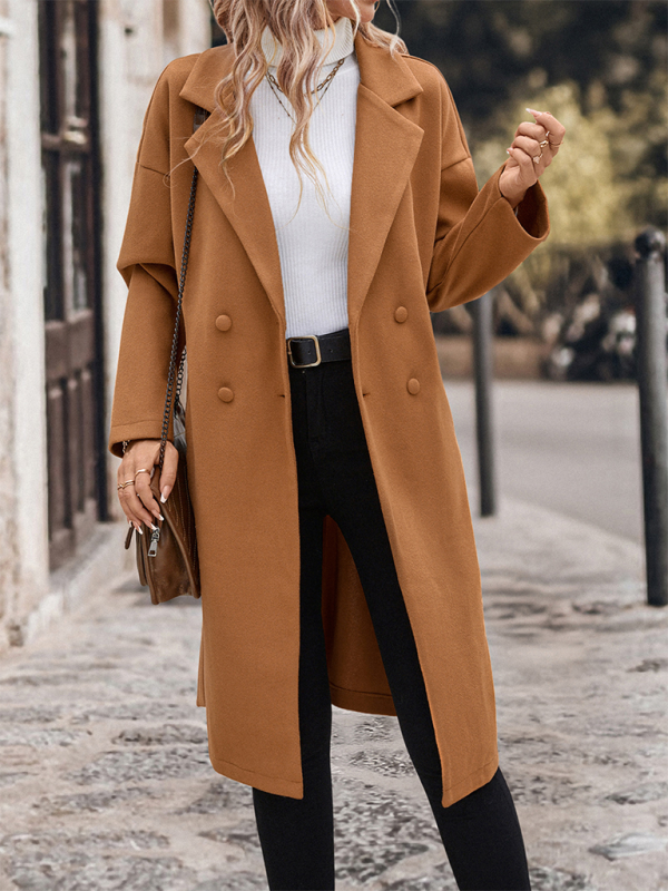 Women's Lace-Up Long Solid Color Tweed Jacket – Sophisticated Style Meets Everyday Comfort!