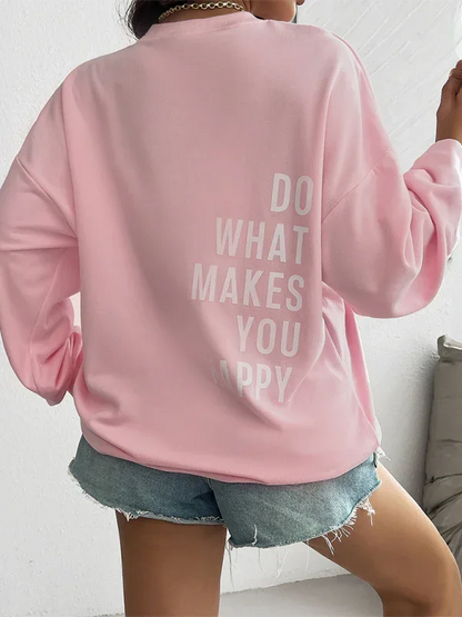 Letter Printed Sweatshirt - Casual Loose Long Sleeve Top - Shello's Creative Boutique