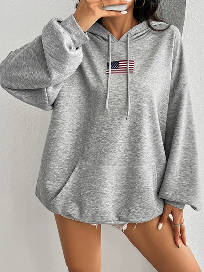 Independence Day Hoodie - Casual Loose Pocket Sweatshirt for Celebrations - Shello's Creative Boutique