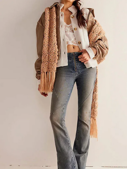 Women's Knit Cardigan Sweater with Standing Collar in Solid Color - Shello's Creative Boutique