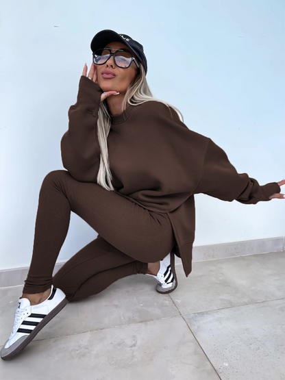 New style casual tight pants loose sweater suit two piece set Shello's Creative Boutique