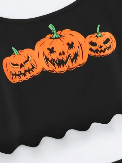 Halloween Pumpkin Pajama Set - Sleeveless Camisole Top and Shorts Homewear - Shello's Creative Boutique