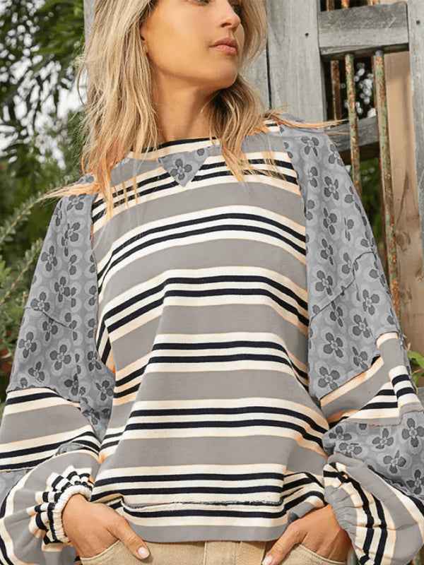Women's Casual Colorblocking Printed Sweatshirt – Bold Style with Everyday Comfort