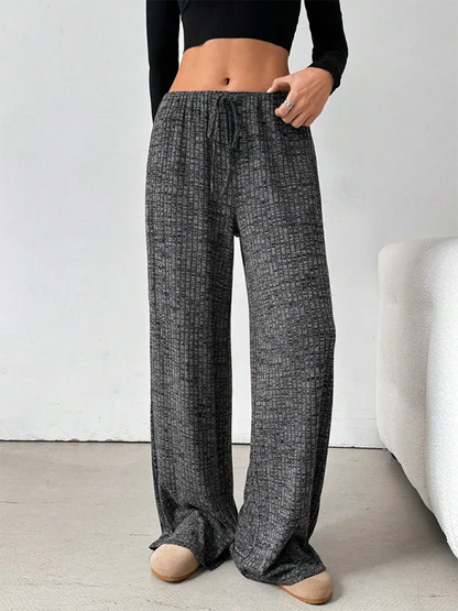 Casual Striped Drawstring Pants – Effortless Comfort with Rubber Band Waist and Straight Leg Design - Shello's Creative Boutique