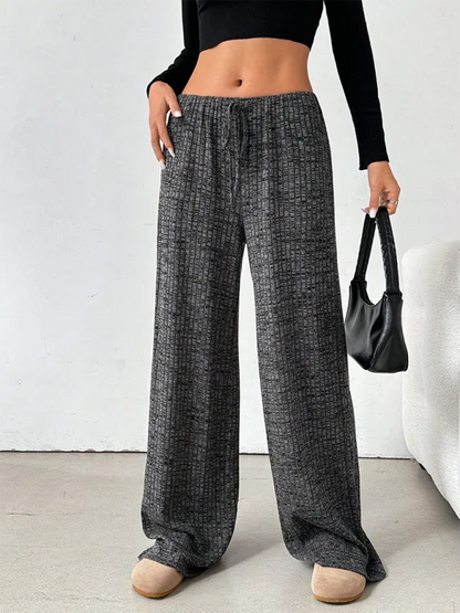 Casual Striped Drawstring Pants – Effortless Comfort with Rubber Band Waist and Straight Leg Design - Shello's Creative Boutique