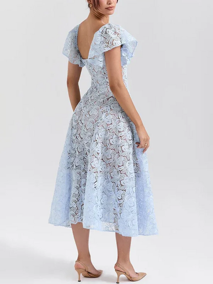 New Lace Ruffle Sleeve Dress - Shello's Creative Boutique