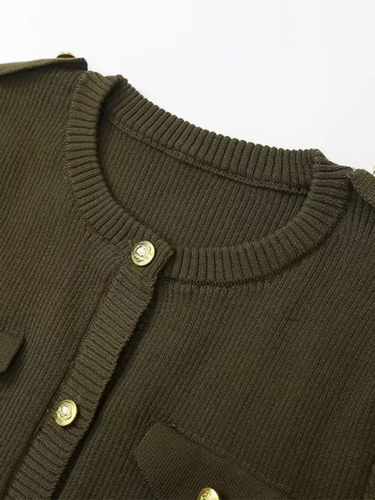 Dark Green Knit Short Sleeve Dress Shello's Creative Boutique