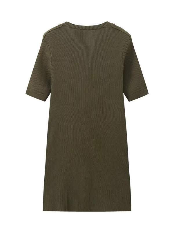 Dark Green Knit Short Sleeve Dress Shello's Creative Boutique