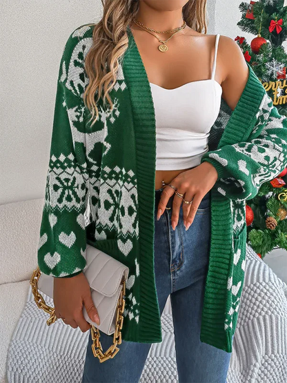 Christmas Deer Cardigan Sweater Jacket for Cozy Holiday Style - Shello's Creative Boutique