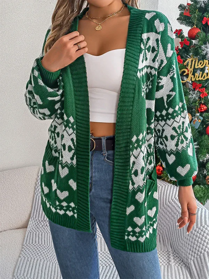 Christmas Deer Cardigan Sweater Jacket for Cozy Holiday Style - Shello's Creative Boutique